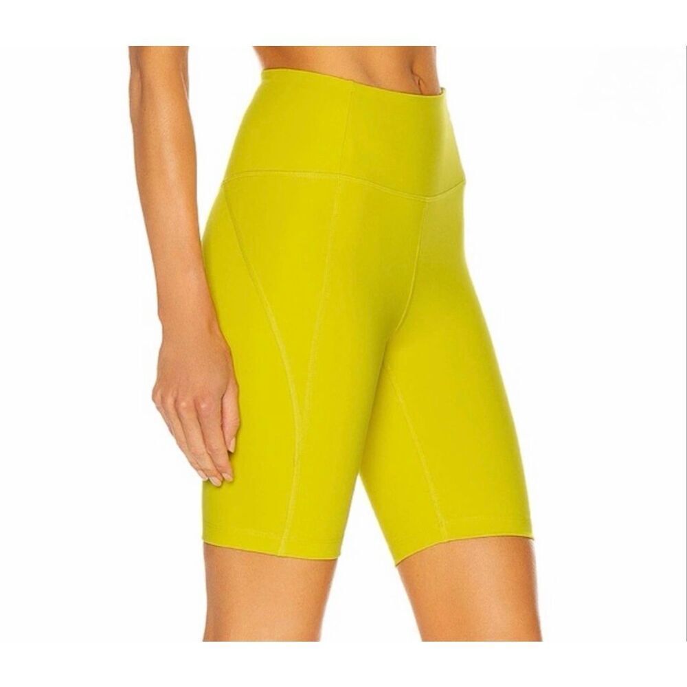 Girlfriend Collective Bike Shorts Hight Waist Athletic Pull On Chartreuse Yellow